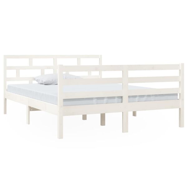 vidaXL Cadre de lit sans matelas blanc bois massif 140x190 cm