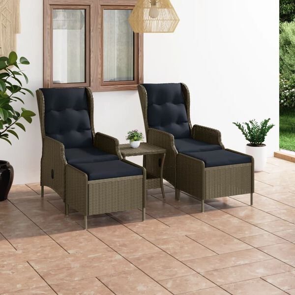 vidaXL Salon de jardin 3 pcs avec coussins r&eacute;sine tress&eacute;e marron