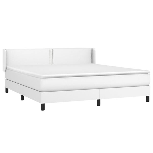 vidaXL Sommier &agrave; lattes de lit avec matelas Blanc 160x200cm Similicuir