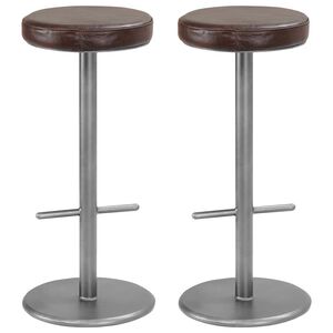 vidaXL Tabourets de bar lot de 2 marron cuir v&eacute;ritable