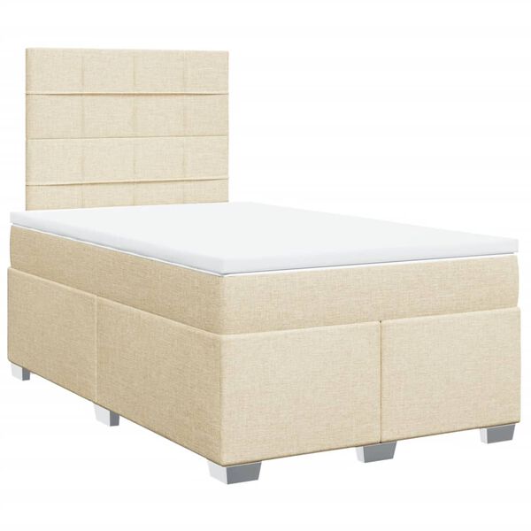 vidaXL Sommier &agrave; lattes de lit avec matelas Cr&egrave;me 120x200 cm Tissu