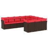 vidaXL Salon de jardin 10 pcs avec coussins marron r&eacute;sine tress&eacute;e