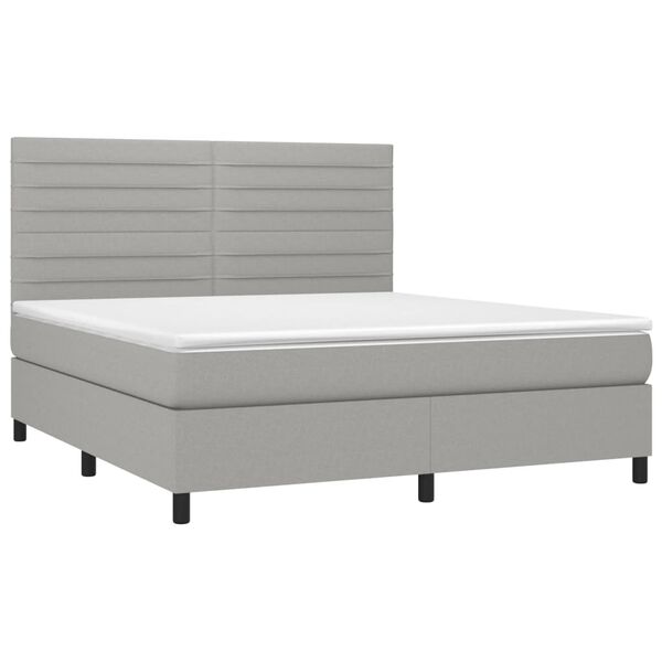 vidaXL Sommier &agrave; lattes de lit avec matelas Gris clair 180x200cm Tissu