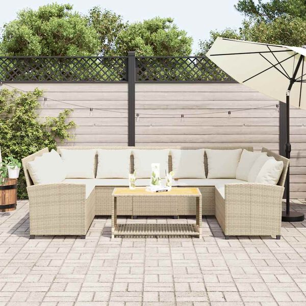 vidaXL Canap&eacute; de jardin avec coussins beige r&eacute;sine tress&eacute;e