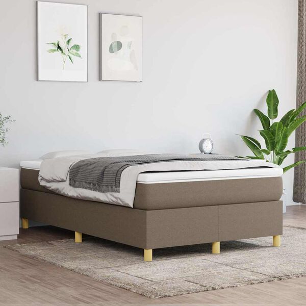 vidaXL Sommier &agrave; lattes de lit avec matelas taupe 120x190 cm tissu
