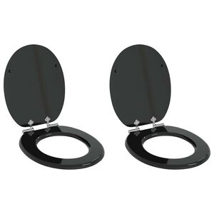 vidaXL Si&egrave;ges de toilette avec couvercles 2 pcs MDF Noir