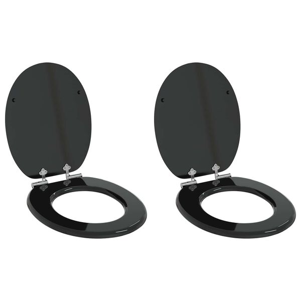 vidaXL Si&egrave;ges de toilette avec couvercles 2 pcs MDF Noir