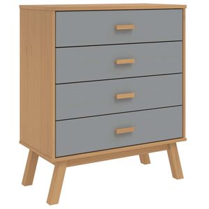 vidaXL Armoire &agrave; tiroirs OLDEN gris et marron bois de pin solide