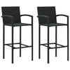 vidaXL Tabourets de bar lot de 2 noir r&eacute;sine tress&eacute;e