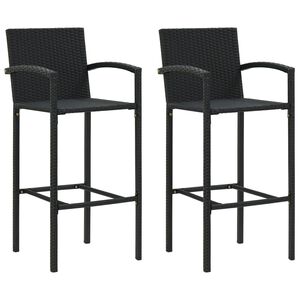 vidaXL Tabourets de bar lot de 2 noir r&eacute;sine tress&eacute;e