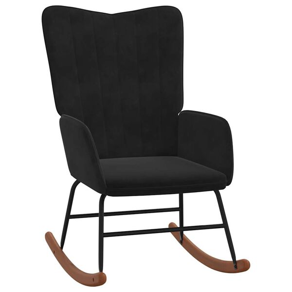 vidaXL Chaise &agrave; bascule avec repose-pied Noir Velours