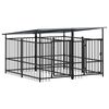 vidaXL Chenil d'ext&eacute;rieur avec toit pour chiens Acier 3,75 m&sup2;