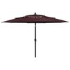 vidaXL Parasol de jardin &agrave; 3 niveaux m&acirc;t en aluminium rouge bordeaux