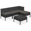 vidaXL Salon de jardin 5 pcs avec coussins r&eacute;sine tress&eacute;e noir