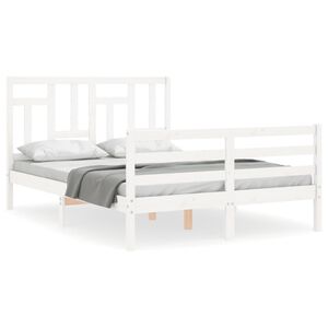 vidaXL Cadre de lit sans matelas blanc 140x200 cm bois massif