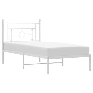 vidaXL Cadre de lit m&eacute;tal sans matelas avec t&ecirc;te de lit blanc 90x200cm