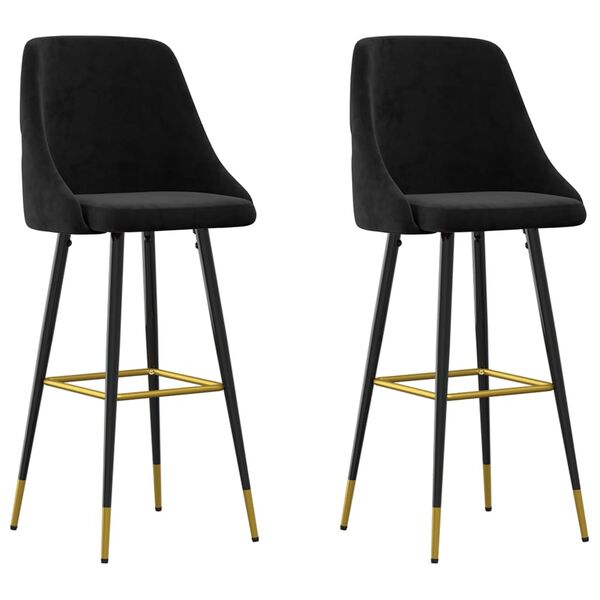 vidaXL Tabourets de bar lot de 2 noir velours