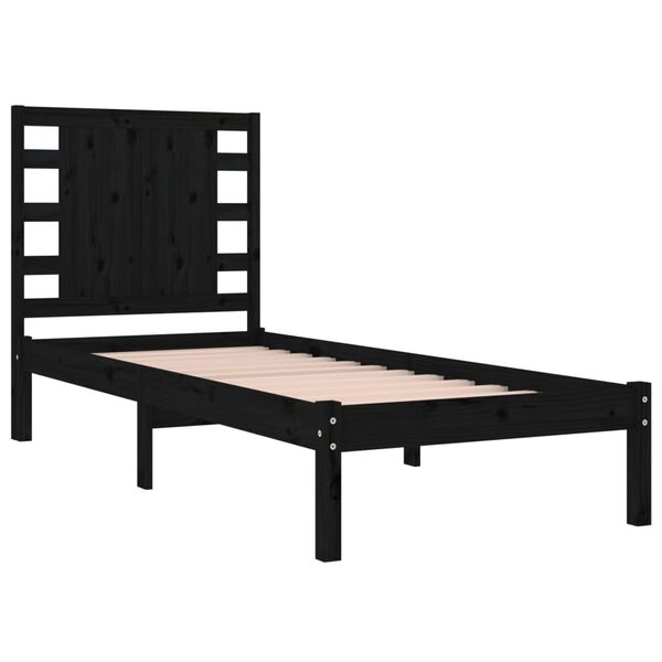 vidaXL Cadre de lit sans matelas noir 75x190 cm bois massif