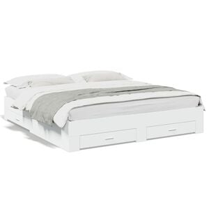 vidaXL Cadre de lit avec tiroirs sans matelas blanc 200x200 cm