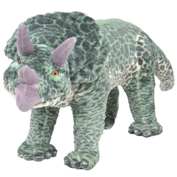 vidaXL Jouet en peluche Dinosaure Tric&eacute;ratops Vert XXL