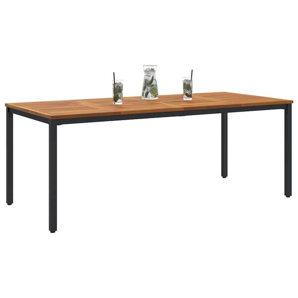vidaXL Tables de jardin Naturel et noir 200 x 90 x 75 cm