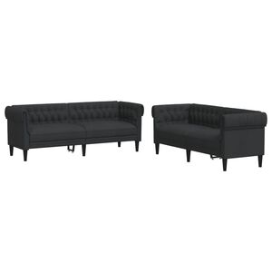 vidaXL Ensemble de canap&eacute;s 2 pcs noir tissu