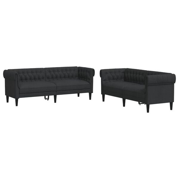 vidaXL Ensemble de canapés 2 pcs noir tissu