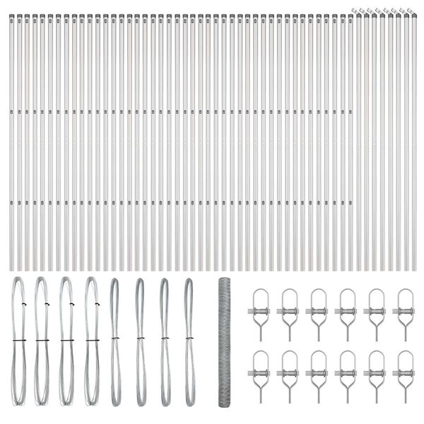 vidaXL Poteau de cl&ocirc;ture. Argent&eacute; 100 x 1,6 m (maille de 36 mm) Acier