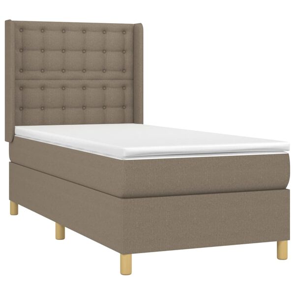 vidaXL Sommier &agrave; lattes de lit avec matelas Taupe 80x200 cm Tissu