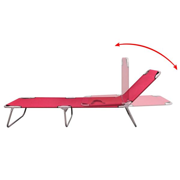 vidaXL Chaise longue pliable acier enduit de poudre rouge