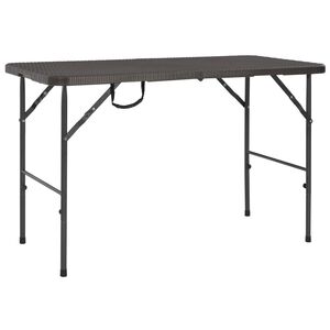 vidaXL Table de jardin pliante Marron 120x60x74cm PEHD Aspect de rotin