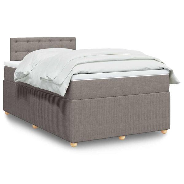 vidaXL Sommier &agrave; lattes de lit avec matelas Taupe 120x200 cm Tissu