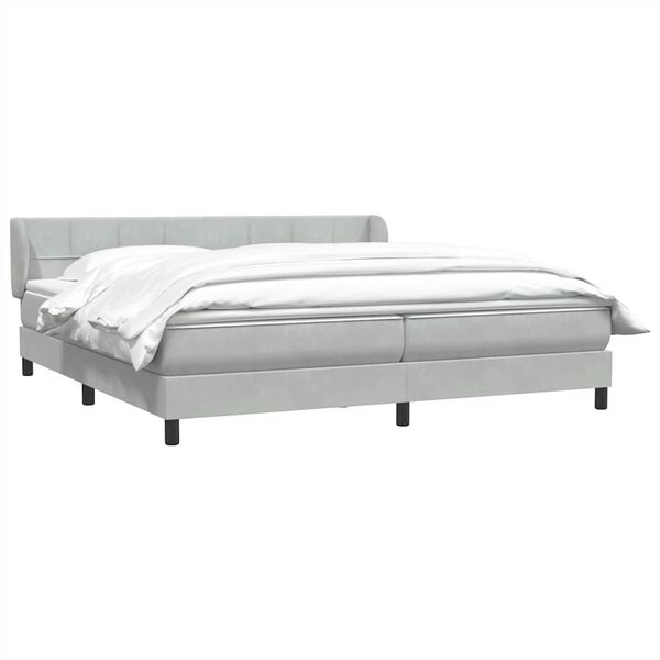 vidaXL Sommier &agrave; lattes de lit et matelas gris clair 200x220cm velours