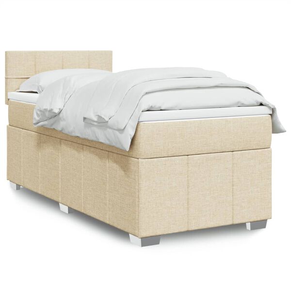 vidaXL Sommier à lattes de lit avec matelas Crème 80x200 cm Tissu