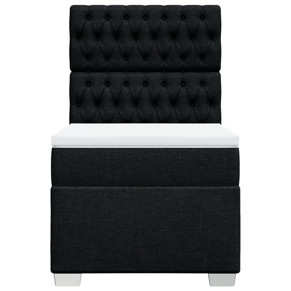 vidaXL Sommier &agrave; lattes de lit avec matelas Noir 90x200 cm Tissu