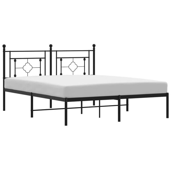 vidaXL Cadre de lit m&eacute;tal sans matelas et t&ecirc;te de lit noir 160x200 cm