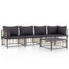 vidaXL Salon de jardin 5 pcs avec coussins anthracite r&eacute;sine tress&eacute;e