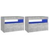 vidaXL Tables de chevet avec lumi&egrave;res LED 2 pcs gris b&eacute;ton 60x35x40 cm