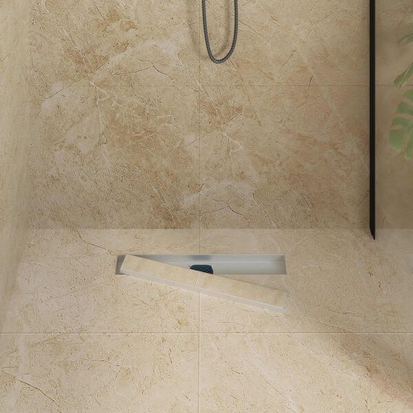 vidaXL &Eacute;vacuation de douche 2-en-1 avec siphon &agrave; 360&deg; Argent&eacute; 50 cm