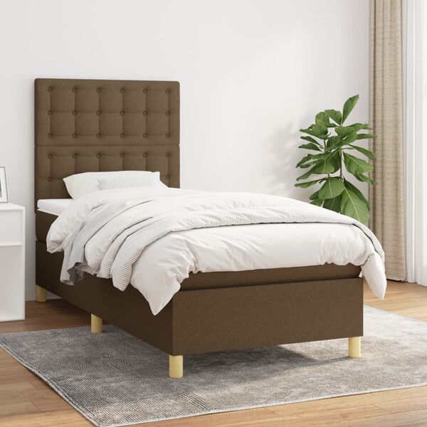 vidaXL Sommier &agrave; lattes de lit avec matelas Marron fonc&eacute; 100x200 cm