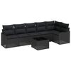 vidaXL Ensemble de canap&eacute; de jardin 7 pcs Noir polyrotin