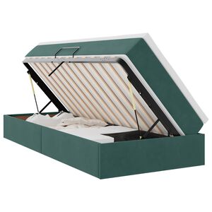 vidaXL Lit avec rangement et matelas Vert fonc&eacute; 90 x 200 cm Velours