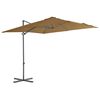vidaXL Parasol de jardin en porte-&agrave;-faux avec m&acirc;t en acier taupe