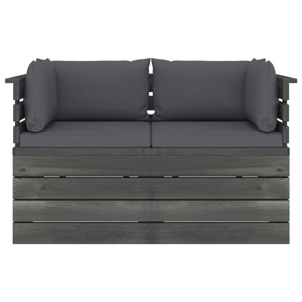 vidaXL Canap&eacute; palette de jardin 2 places avec coussins Bois de pin