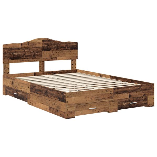 vidaXL Cadre de lit Bois ancien 140 x 190 cm Bois d'ing&eacute;nierie