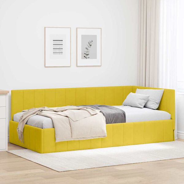 vidaXL Cadre de lit d'angle Jaune 100 cm x 200 cm Velours