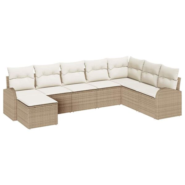 vidaXL Ensemble de canapé de jardin 8 pcs Beige Poly Rattan