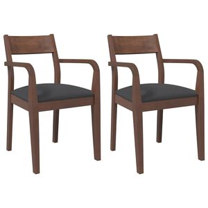 vidaXL Chaises &agrave; manger coussins 2 pcs marron bois massif caoutchouc