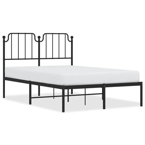 vidaXL Cadre de lit m&eacute;tal sans matelas avec t&ecirc;te de lit noir 120x190cm