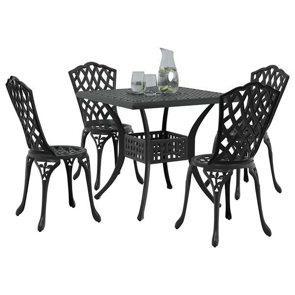 vidaXL Ensemble de tables de jardin 5 pcs Noir Aluminium coul&eacute;